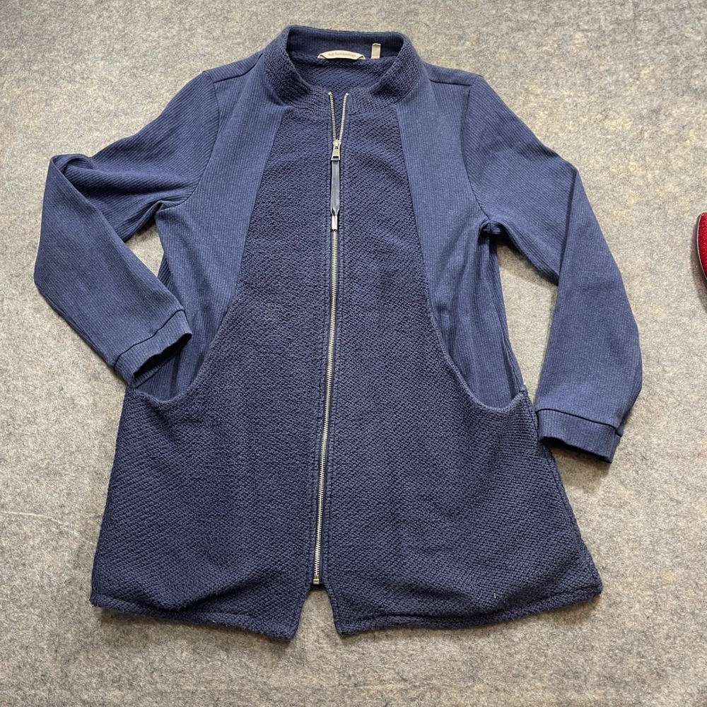 Soft Surroundings Large Blue Long Sleeve Full Zip Cardigan Jacket Cotton‎ Blend